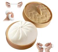 Giant Glitter Dumpling, Giant Dumpling Squishy, Cute Anxiety Relief Fidget Toy, Large Dumplings Squishy, Jumbo Squishy Toy with Steamer Box (White)