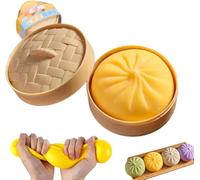 Giant Glitter Dumpling, Giant Dumpling Squishy, Mega Rainbow Dumplings, Cute Anxiety Relief Fidget Toy, with Steamer Box,Soft Squeeze Decompression Dough for Adults (Yellow)