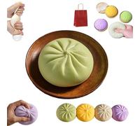 Giant Glitter Dumpling, Giant Dumpling Squishy, Super Mega Rainbow Mystery Dumpling, Jumbo DumplingSquishy, Large Stress Relief Sensory Ball for Adults & Kids (Green,Without steamer)