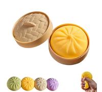 Giant Glitter Dumpling, Giant Dumpling Squishy with Steamer Box, Slow-Rising Sensory Decompression Dumplings for Adults＆Kids (Yellow)