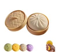 Giant Glitter Dumpling, Giant Dumpling Squishy with Steamer Box, Slow-Rising Sensory Decompression Dumplings for Adults＆Kids (White)