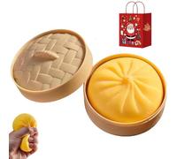 Giant Glitter Dumpling, Giant Glitter Dumpling Squishy Toy, Mega Rainbow Dumplings Fidget, Slow-Rising Sensory Decompression Dumplings,Soft Squeeze Decompression Dough (Yellow)