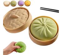 Giant Glitter Dumpling, Jumbo Dumplings Squishy, Mega Rainbow Anxiety Fidget Toy, Large Stress Relief Slow-Rising Sensory Ball, Soft Squeeze Decompression Dough for Adults and Kids(Green)