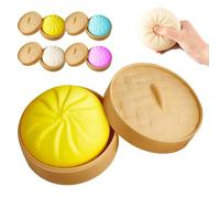 Giant Glitter Dumpling, Large Dumpling Squishy, Mystery Jumbo DumplingSquishy, Cute Steamer Bun Design Stress & Anxiety Relief Squishy Dumplings for Adults Kids (Yellow)