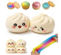 Giant Glitter Dumpling - Rainbowe Giant Squishy Dumpling Stress Toy, Cute Rainbow Dumplings Buns Bao With Steamer Box,Squishy Balls, Stress Relief Squishy Dumplings Toy (Random, 1PC)