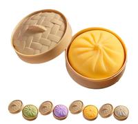 Giant Glitter Dumpling Squeeze, Giant Squishy Dumpling Toy, Rainbow Dumplings Fidget Buns Bao With Steamer Box, Dumplings Squishy Stress Balls, Anxieties Relieving Fidget Toy For Adults & Kids