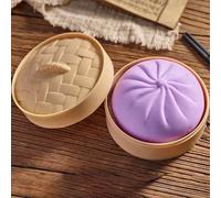 Giant Glitter Dumpling Squeeze,Squishy Dumpling Toy,Cute Rainbow Dumplings Buns Bao With Steamer Box,Squishy Balls,Soft Dough Toy Party Favors For Adults Kids,Birthday Xmas Gifts (Purple)