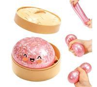Giant Glitter Dumpling Squishy, 2026 New Glitter Dumpling Squishy, Giant Glitter Dumplings, Colorful Dumplings Stress Balls, Dumplings Stress Ball with Steamer, Stress & Anxiety Relief (Pink)