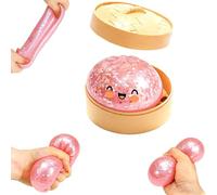 Giant Glitter Dumpling Squishy, Colorful Mystery Stress Dumplings, Cute Soft Calming Unbreakable Figurine Simulation Ball (Pink)