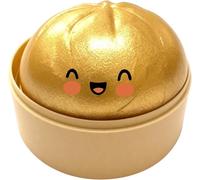 Giant Glitter Dumpling Squishy,Colorful Mystery Stress Dumplings,Cute Soft Calming Unbreakable Figurine Simulation Ball,Squishy Bao Dumpling Sensory Fidget Toy with Steamer Box Squeeze Toy (Gold)