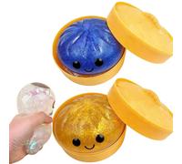 Giant Glitter Dumpling Squishy, Mystery Box TPR Stress Relief Fidget Toy for Kids Adults 14+ (Blue + Gold)