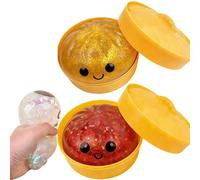 Giant Glitter Dumpling Squishy, Mystery Box TPR Stress Relief Fidget Toy for Kids Adults 14+ (Red + Gold)
