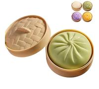 Giant Glitter Dumpling Squishy Toy with Steamer Box, Super Soft Slow Rising Stress Ball, Jumbo Rainbow Dumpling Anxiety Relief Fidget Sensory Toy for Adults & Kids(Green)