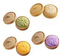 Giant Glitter Dumpling Squishy Toy with Steamer Box, Super Soft Slow Rising Stress Ball, Jumbo Rainbow Dumpling Anxiety Relief Fidget Sensory Toy for Adults & Kids(4 color)