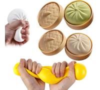 Giant Glitter Mystery Dumpling Squishy, Giant Dumpling Squishy, Relief Fidget Toy, Soft Squeeze Decompression Dough (White+Green)