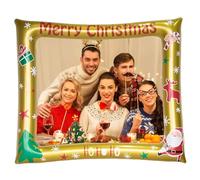 Giant Gold Christmas Inflatable Photo Booth Frame - 75x65cm, Blow Up Frame Party Prop for Kids & Adults