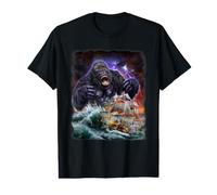 Giant Gorilla Sea Monster Red Lightning Storm Value Graphic T-Shirt