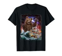 Giant Grizzly Bear Sea Monster Red Lightning Storm Value Graphic T-Shirt