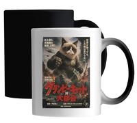 Giant Grumpy Cat Monster Attack Ceramic Magic Mug White