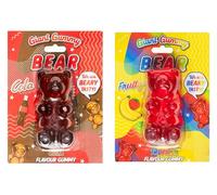 Giant Gummy Bear Set: Tropical & Cola Flavoured Jelly Candy - Soft Xmas Treats Delight Stocking Filler 90 Gram Pack Of 2