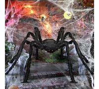 Giant Halloween Spider, 79“ Scary Giant Spider, 60g Spider Web, 20 Pcs Small Fake Spiders, Spider Decorations, for Indoor Outdoor Scary Haunted House Props Spider Web Party Halloween Decorations