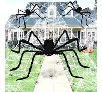 Giant Halloween Spider Web Decorations, 276" Triangular Giant Spider Web 3pcs Giant Halloween Spider 40g Stretchy Cobweb 20Pcs Plastic Spiders, Scary Halloween Party Indoor Outdoor Decoration Set