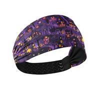 Giant Halloween Town Purple Black no Slip Fashion Headbands for Women Stretchy Head for Running Make up Cycling Volleyball