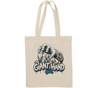 Giant Hand Controlling Buildings Natural Cotton Tote Bag White