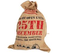 Giant Handcrafted Hessian Jute Santa Sack Don't Open Until 25TH December Party Gift Stocking