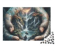 Giant Hands Canyon Landscape 1000 Piece Jigsaw Puzzle Paper for Adults Waterfall View Puzzle Game for Family 38x26cm/1000pcs