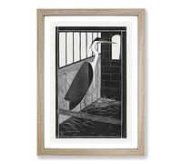 Giant Heron by Samuel De Mesquita Framed Print | A2 Oak Framed Wall Art | Ready to Hang | Modern Animal Picture | Living Room Bedroom Lounge Office