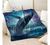 Giant Humpback Whale Leaping Out of Raging Sea Printed Blanket, Super Soft Flannel Throw for Sofa and Bed, Perfect for Adults and Kids Home Décor (03,180x200cm)