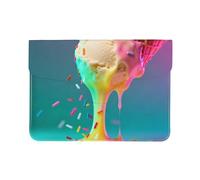 Giant Ice Cream Leather Laptop Sleeve 13 Inch-Pu Leather Protective Case For Macbook, Slim Computer Bag For Daily Travel