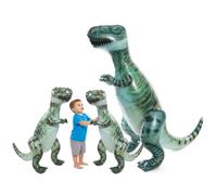 Giant Inflatable Dinosaurs - 1x 6ft/180cm Tall T-Rex and 2x 3ft/90cm Tall Green Blow-Up Dinosaurs - Fun Event Prop Outdoor Inflatable Display Kids Jurassic Birthday Party Decoration
