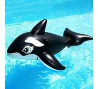 Giant Inflatable Killer Whale Pool Float, Large Orca Ride-On Lounge with Handles, Heavy Duty PVC Float for Pool Beach Lake Water Park