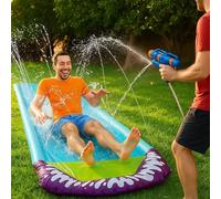 Giant Inflatable Lawn Water Slide for Kids & Adults, 474×72cm Slip and Slide with Splash Pool and 2 Surfboards, Outdoor Summer Garden Sprinkler Toy, Durable PVC Easy Setup Water Play Mat