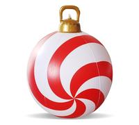Giant Inflatable Lollipop Christmas Decor - 24 Inch Red PVC Waterproof Blow Up Ball