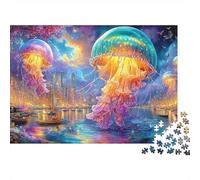 Giant Jellyfish over A City Skyline 1000 Piece Jigsaw Puzzle Ethereal Jellyfish Perfect Present for Boys, Girls, Men & Women 38x26cm/1000pcs