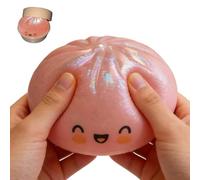 Giant Jumbo Rainbow Dumpling Stress Balls, 10x6cm Giant Glitter Dumpling, Glitter Dumplings Toy, Rainbow Dumplings Stress Ball, Squeezable Steamed Bun Toys For Study Travel