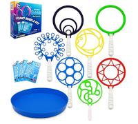 Giant Kids Bubble Sticks Large Bubble Wands Set with Different Shapes + Refill Pack Summer Party Park Beach Fun