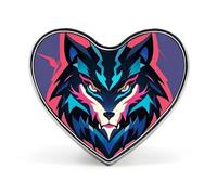 Giant Lightning Wolf Head Lapel Pin Heart Shaped Brooch for Women Men, Metal Badge with Smooth Edges, Fashion Accessory for Jackets, Denim, Gifts