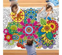 Giant Mandala Coloring Posters 30x72 Inch Large Spring Mandala Flower Coloring Page Giant Mandala Coloring Tablecloth DIY Art Crafts Mat for Kids Birthday Themed Activity Wall Home Classroom Suppiles