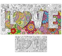 Giant Mandala Coloring Posters 50" x 25" Jumbo Love Mandala Coloring Posters for Kids Teens Adults Large Mandala Coloring Tablecloth Huge Art Craft Activity for Home Classroom Party Supplies Favor