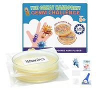Giant Microbiology STEM Science Kit for Kids: Grow & Observe with 2 XL 150mm Prepoured Agar Plates & Colony Characteristics Poster - Biology Science Lab for School Projects & Educational Gifts