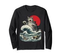 Giant Monster Cat Rising from The Ocean Long Sleeve T-Shirt