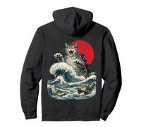 Giant Monster Cat Rising From the Ocean Pullover Hoodie