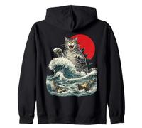 Giant Monster Cat Rising From the Ocean Zip Hoodie