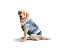 Giant Monsters in The Waves Dog Pure Cotton Tshirts for Medium & Large Dogs,Breathable Stretchy Tank Top Sleeveless Vest Tee Shirt
