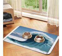 Giant Monsters in The Waves Pet Feeding Mat-Waterproof & Non-Slip Dog and Cat Food Mat-No Stains Quick Dry Dog Water Dispenser Mat