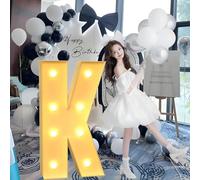 Giant Mosaic Illuminated Letters and Numbers Decoration for ‘Marry Me’ Proposal Decorations, Suitable for Baby Christening Party Decorations.(K,120cm/47in)